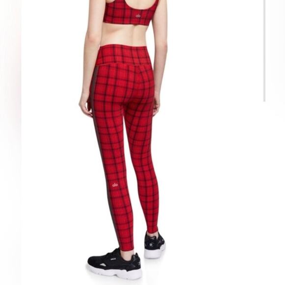 Alo Yoga Occasion Plaid Active Leggings in Red Size XS - Picture 2 of 5
